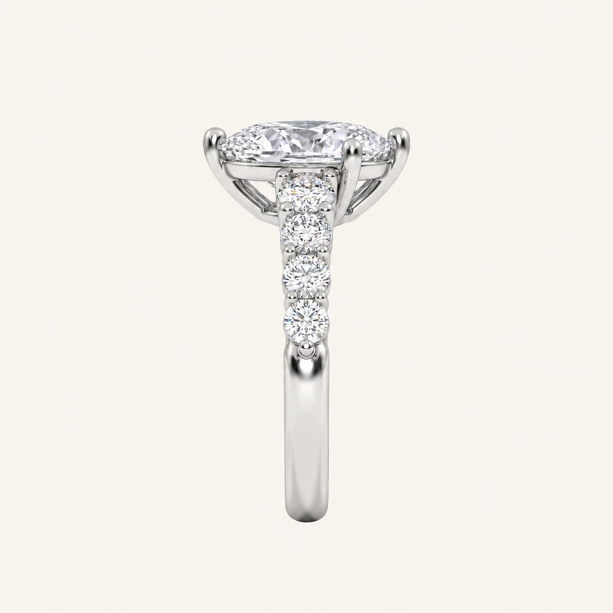 3.75CT Pear Cut Lab Grown Diamond Side Stone ring