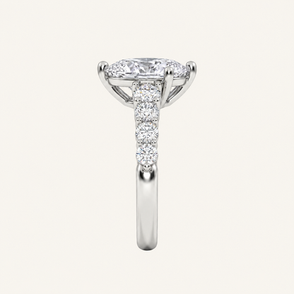 3.75CT Pear Cut Lab Grown Diamond Side Stone ring