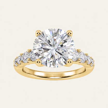 3.75CT Round Cut Lab Grown Diamond Side Stone ring