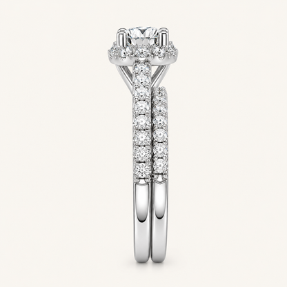 0.50CT Round Cut Lab Grown Diamond Halo Bridal Set