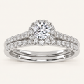 0.50CT Round Cut Lab Grown Diamond Halo Bridal Set
