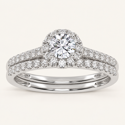 0.50CT Round Cut Lab Grown Diamond Halo Bridal Set