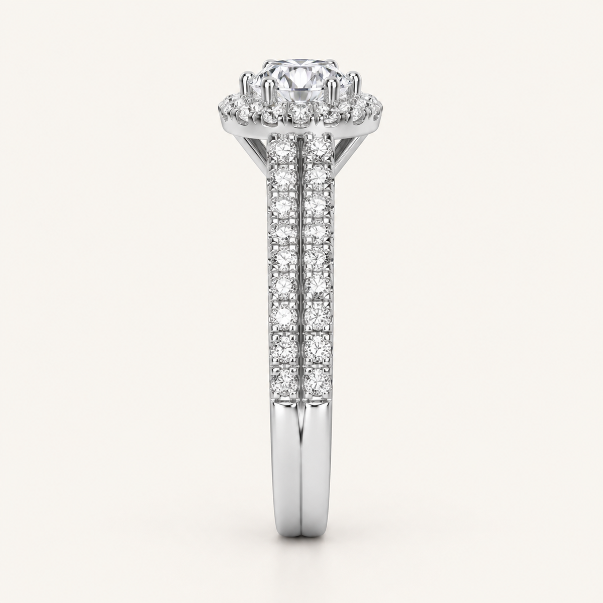 0.50CT Round Cut Lab Grown Diamond Halo Bridal Set