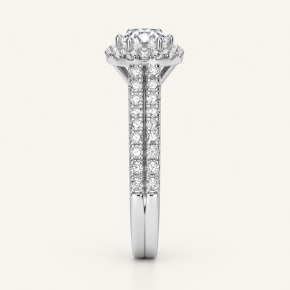 0.50CT Round Cut Lab Grown Diamond Halo Bridal Set