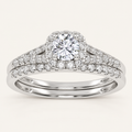 0.50CT Round Cut Lab Grown Diamond Halo Bridal Set