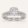0.50CT Round Cut Lab Grown Halo Bridal Set