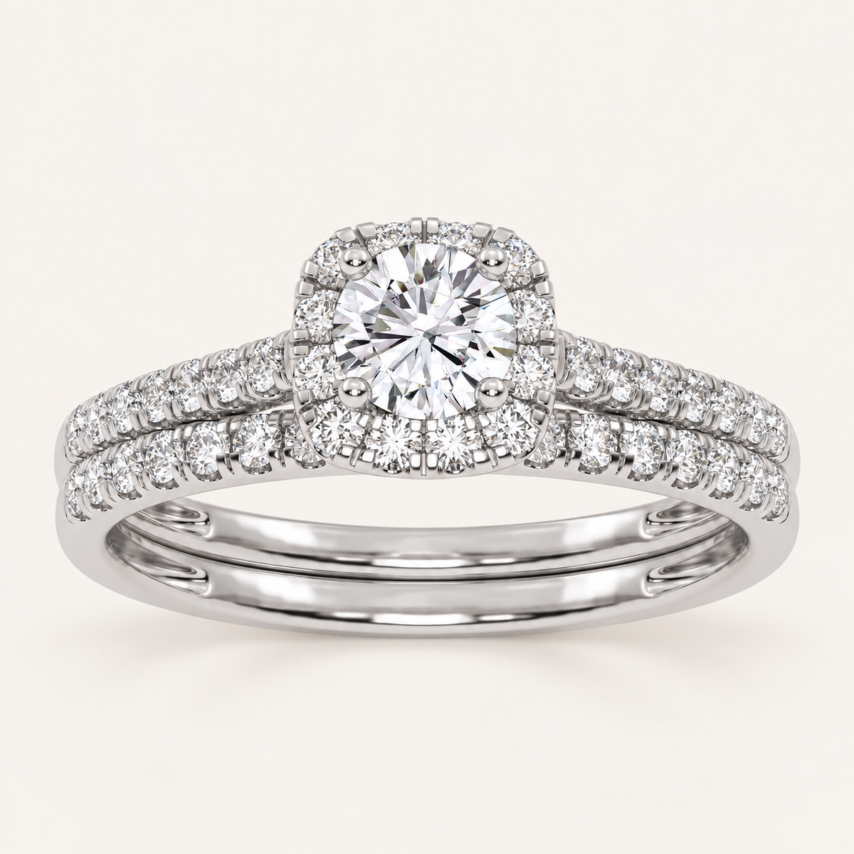 0.50CT Round Cut Lab Grown Halo Bridal Set