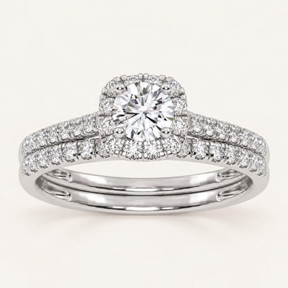0.50CT Round Cut Lab Grown Halo Bridal Set