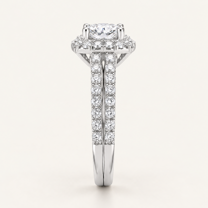 0.50CT Round Cut Lab Grown Halo Bridal Set
