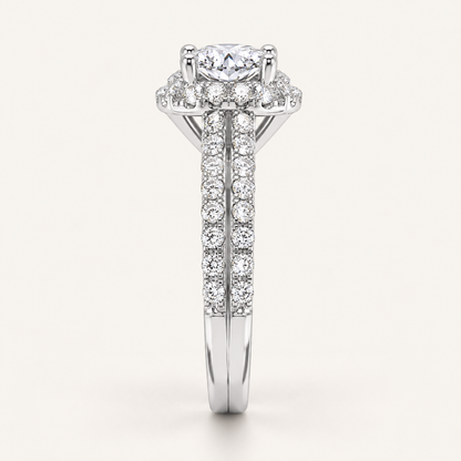 0.50CT Round Cut Lab Grown Diamond Halo Bridal Set