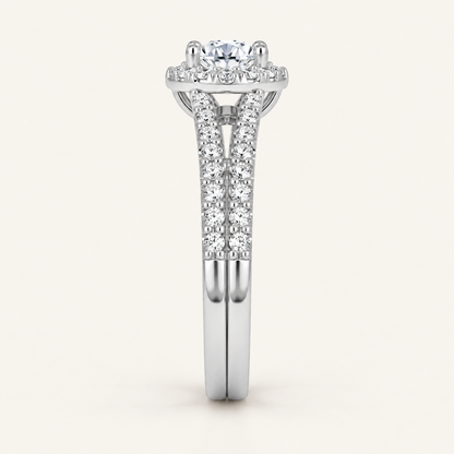 0.40CT Round Cut Lab Grown Diamond Halo Bridal Set