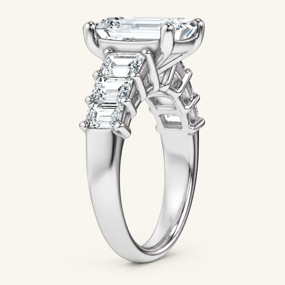 4.50CT Emerald Cut Lab Grown Diamond Cluster Ring