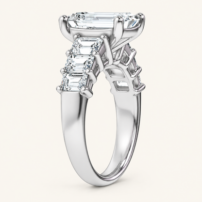 4.50CT Emerald Cut Lab Grown Diamond Cluster Ring