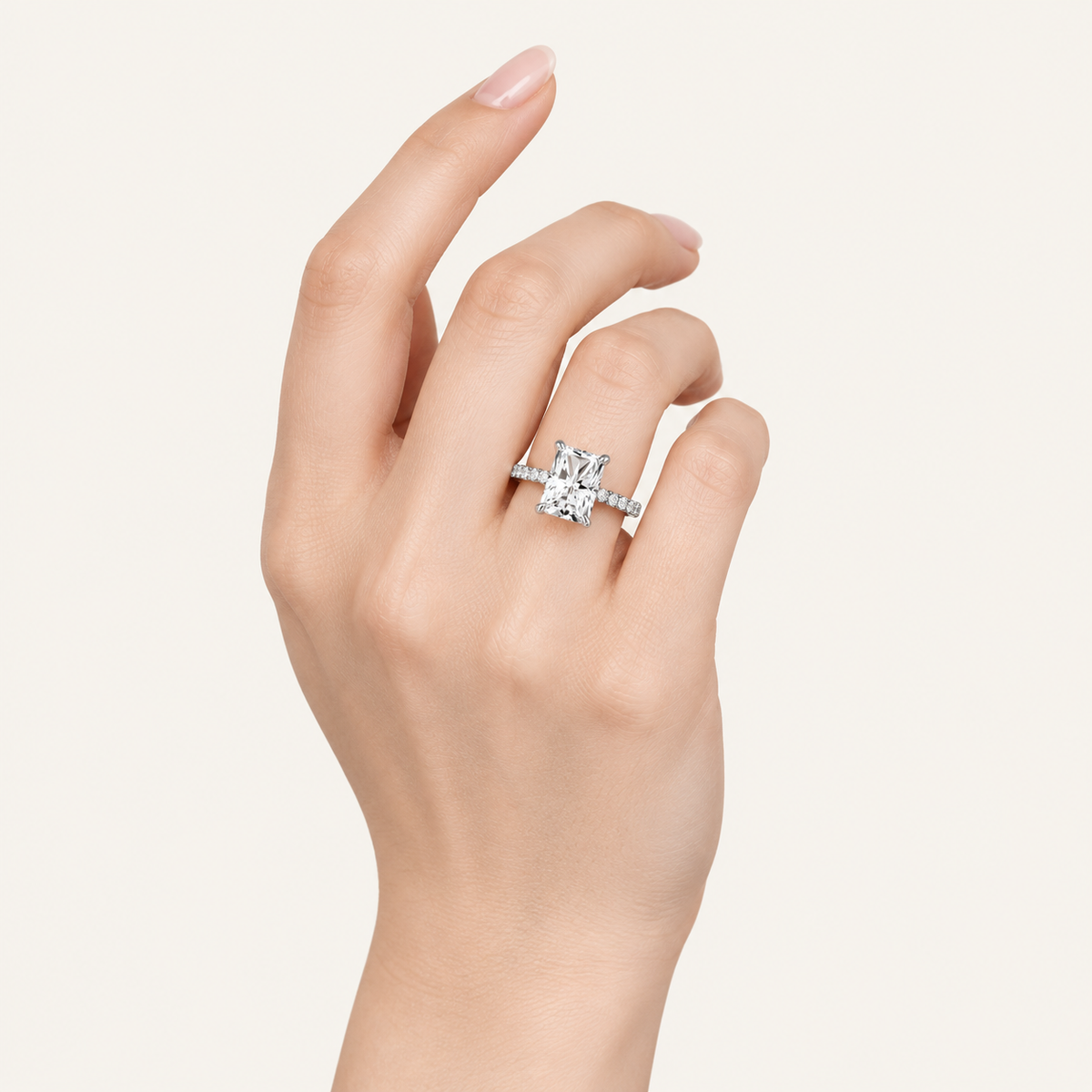 4.50CT Emerald Cut Lab Grown Diamond Side Stone Ring