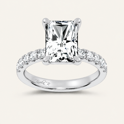 4.50CT Emerald Cut Lab Grown Diamond Side Stone Ring