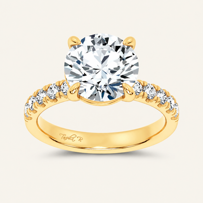 4.50CT Round Cut Lab Grown Diamond Side Stone Ring