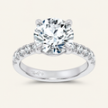 4.50CT Round Cut Lab Grown Diamond Side Stone Ring