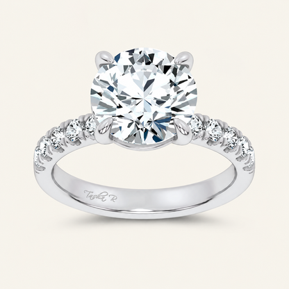 4.50CT Round Cut Lab Grown Diamond Side Stone Ring