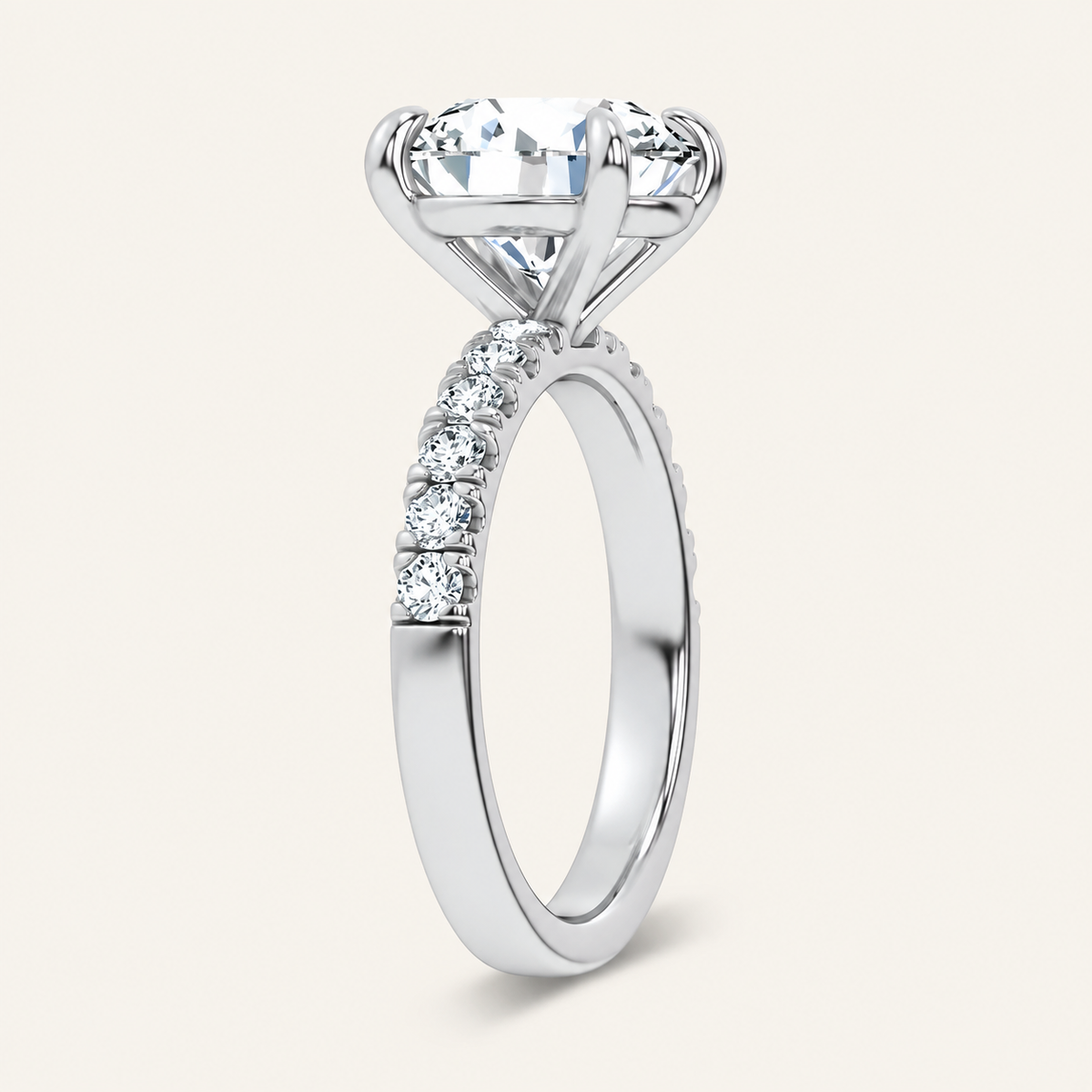 4.50CT Round Cut Lab Grown Diamond Side Stone Ring