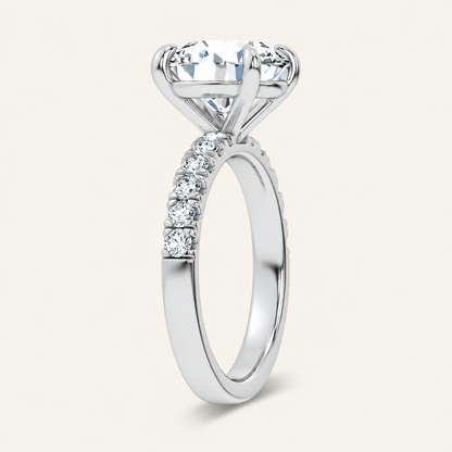 4.50CT Round Cut Lab Grown Diamond Side Stone Ring