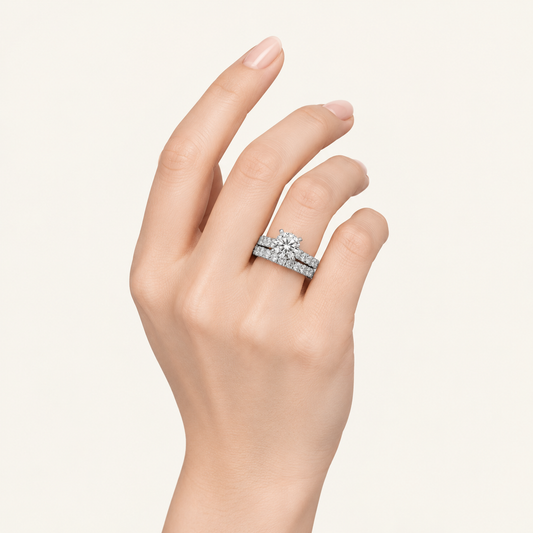 3.50CT Round Cut Lab Grown Diamond Bridal Set