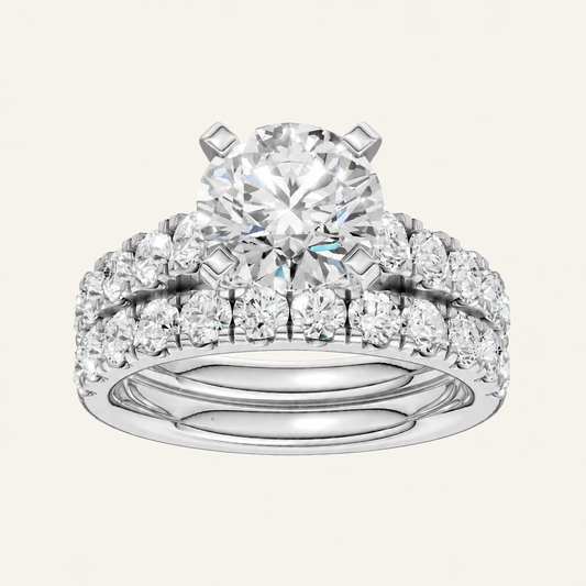 3.50CT Round Cut Lab Grown Diamond Bridal Set