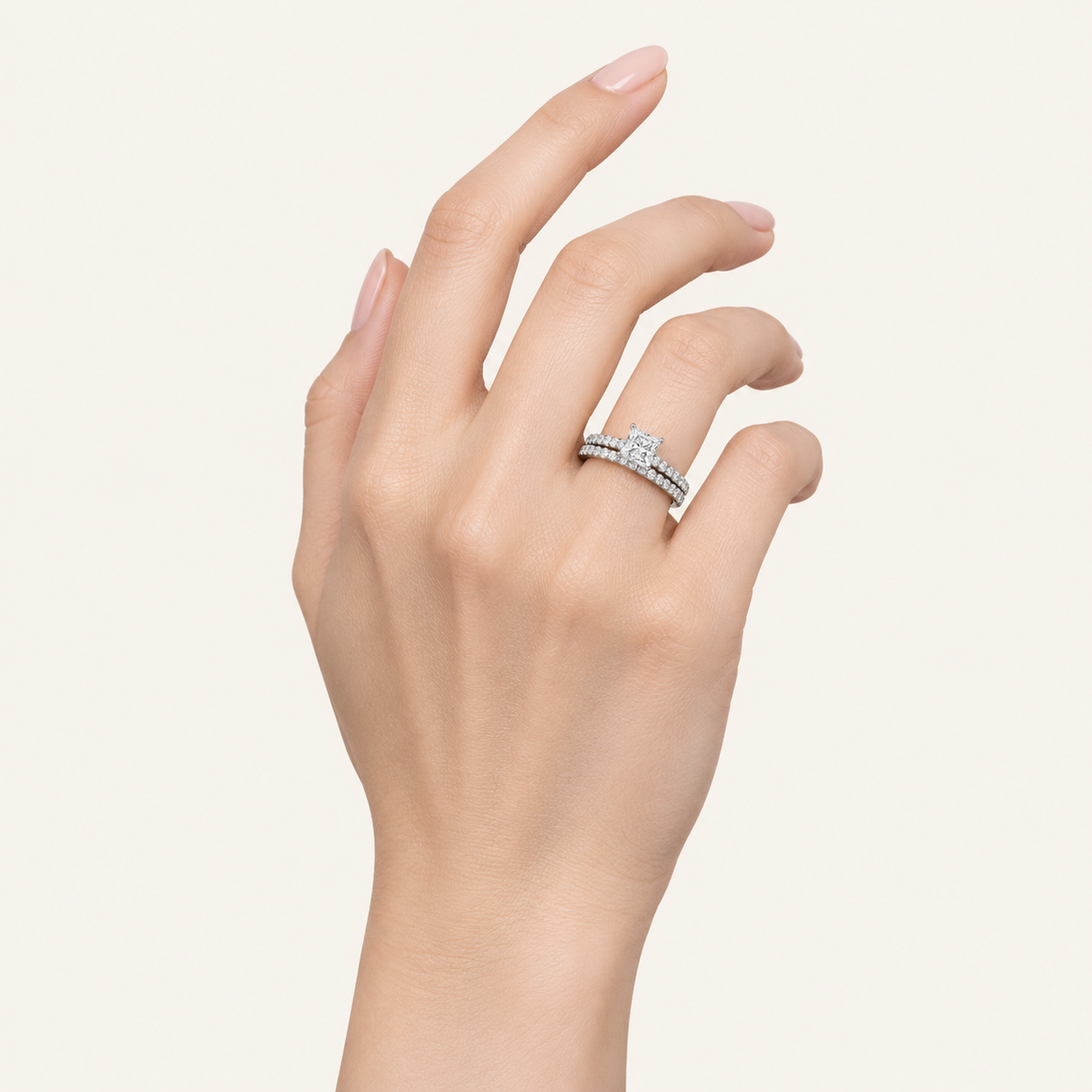 1.50CT Princess Cut Lab Grown Diamond Bridal Set