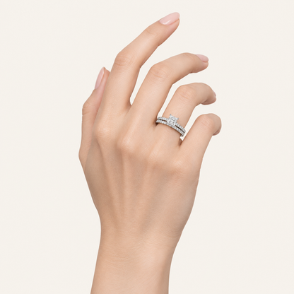 1.50CT Princess Cut Lab Grown Diamond Bridal Set