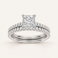 1.50CT Princess Cut Lab Grown Diamond Bridal Set