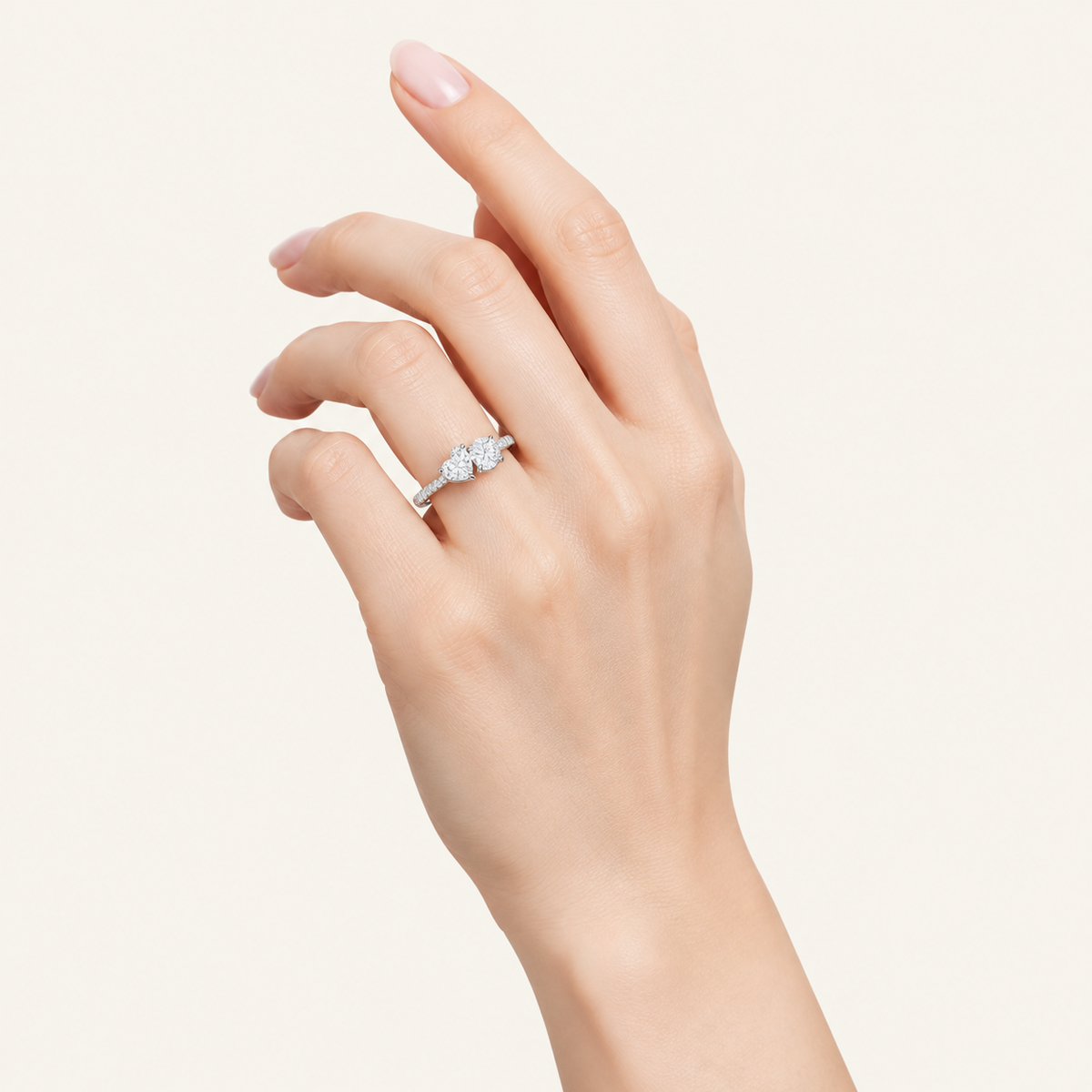1.15CT Heart And Round Cut Lab Grown Diamond Toi et Moi Ring