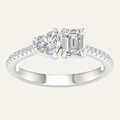 1.15CT Heart & Emerald Cut Lab Grown Diamond Toi et Moi Ring