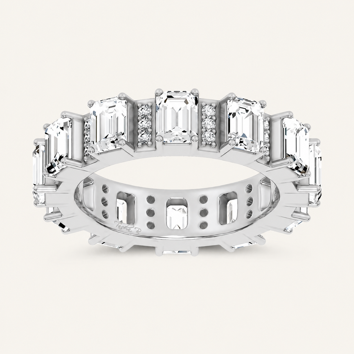 3.17CT Emerald Cut Lab Grown Diamond Eternity Band