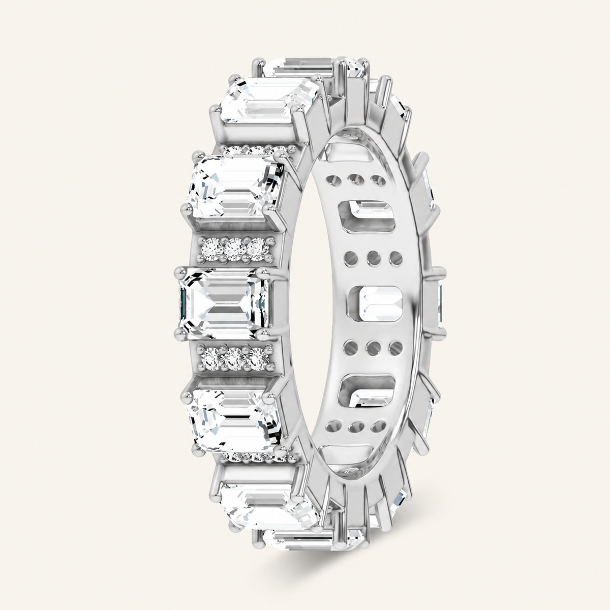 3.17CT Emerald Cut Lab Grown Diamond Eternity Band