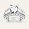 4.00CT Emerald Cut Lab Grown Diamond Side Stone Ring