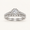 0.50CT Round Cut Lab Grown Diamond Halo Bridal Set