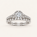 0.38CT Round Cut Lab Grown Diamond Halo Bridal Set