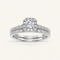 0.40CT Round Cut Lab Grown Diamond Halo Bridal Set