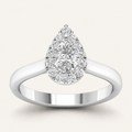 0.75CT Pear Cut Lab Grown Diamond Halo Ring