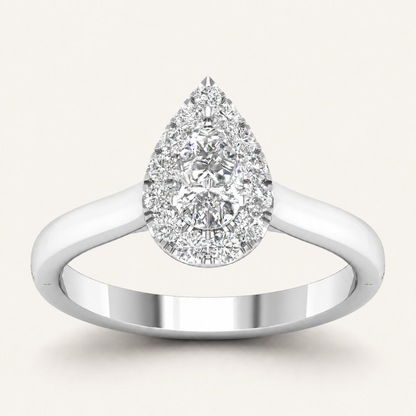 0.75CT Pear Cut Lab Grown Diamond Halo Ring