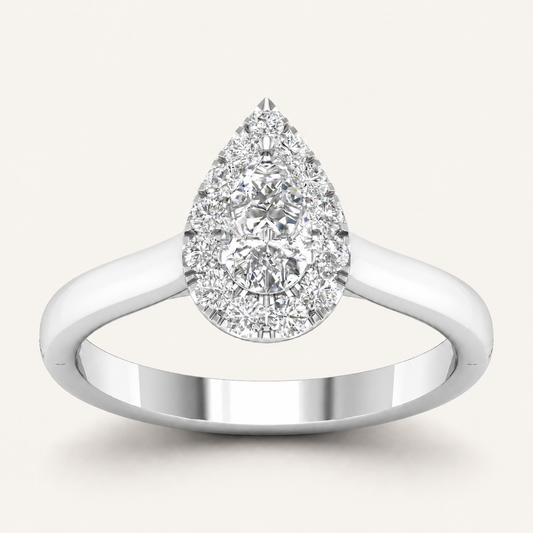0.75CT Pear Cut Lab Grown Diamond Halo Ring