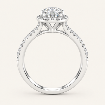 0.75CT Round Cut Lab Grown Diamond Halo Side Stone Ring