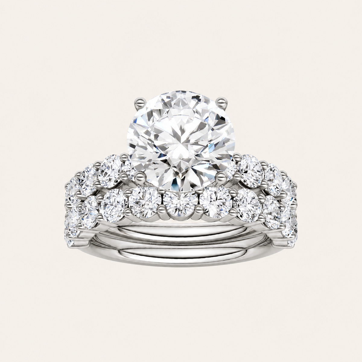 4.00CT Round Cut Lab Grown Diamond Bridal Set