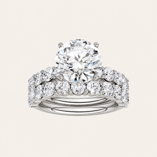 4.00CT Round Cut Lab Grown Diamond Bridal Set