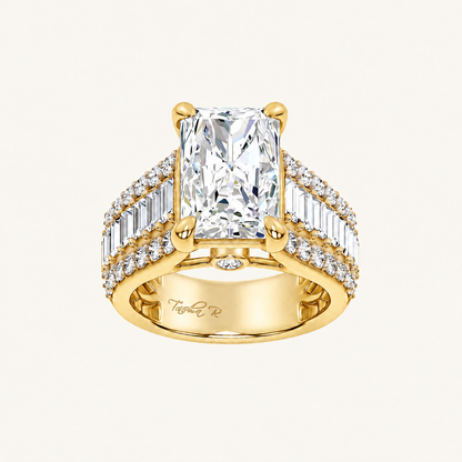 6.50CT Radiant Cut Lab Grown Diamond Side Stone ring
