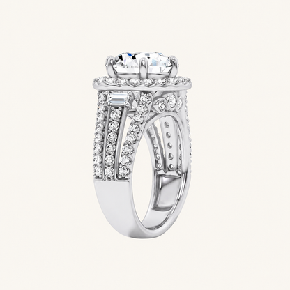 6.50CT Radiant Cut Lab Grown Diamond Side Stone ring
