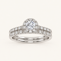 0.38CT Round Cut Lab Grown Diamond Halo Bridal Set