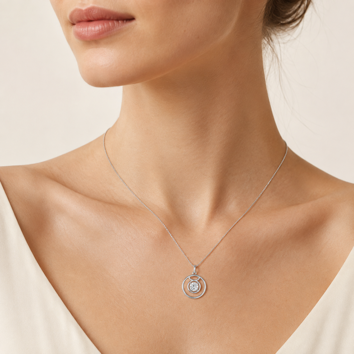 1CT Round Cut Lab Grown Diamond Pendant Necklace