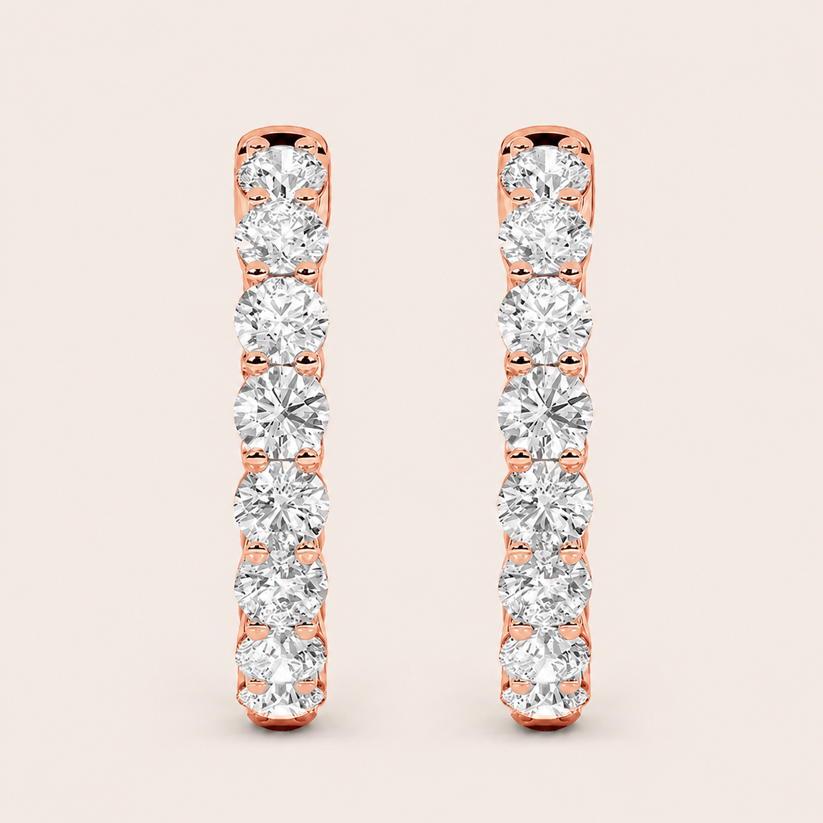 5CT Round Cut Lab Grown Diamond Inside Out Hoop Earrings