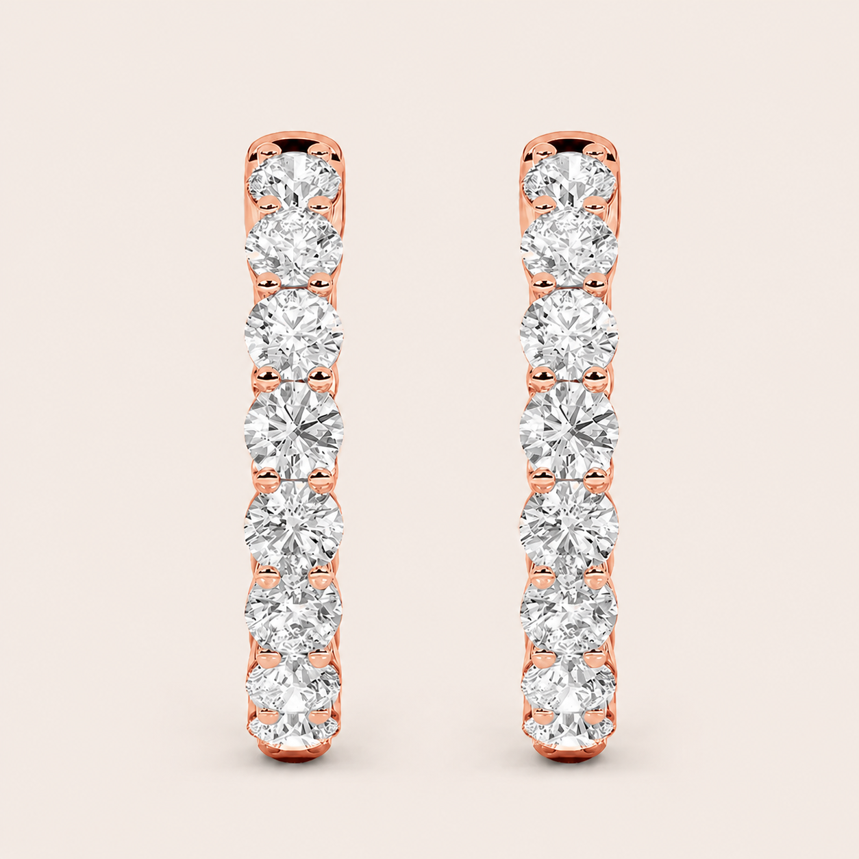 5CT Round Cut Lab Grown Diamond Inside Out Hoop Earrings