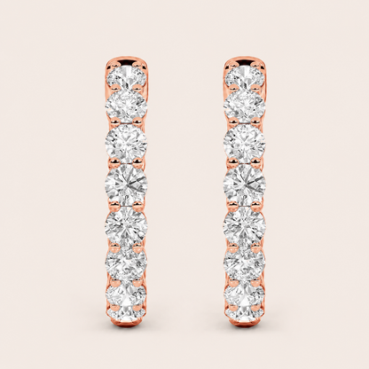 5CT Round Cut Lab Grown Diamond Inside Out Hoop Earrings